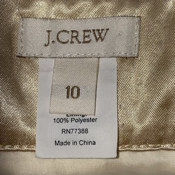 j Crew Gold And Cream Pencil Sheath Skirt Size 10 Circles/bubbles Metallic - Picture 4 of 5
